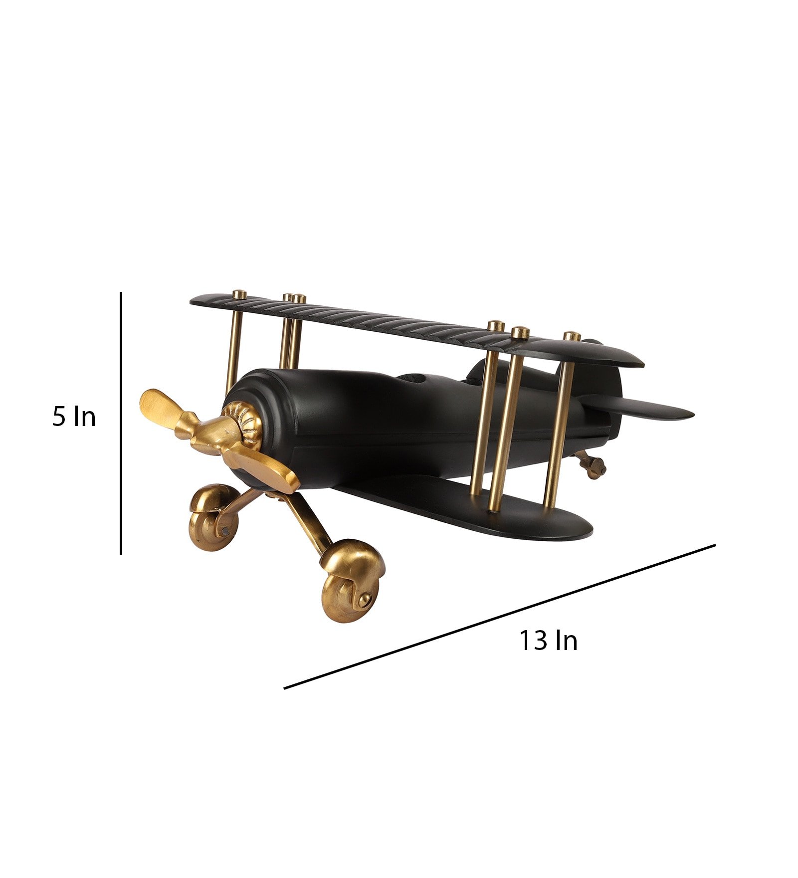 Vintage Airplacne Gold & Black Sheesham Wood Table Accent